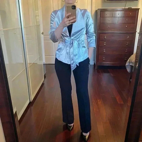 Le Chateau Silver Metallic Satin Blazer Sash  Belt Size Small - Picture 5 of 17